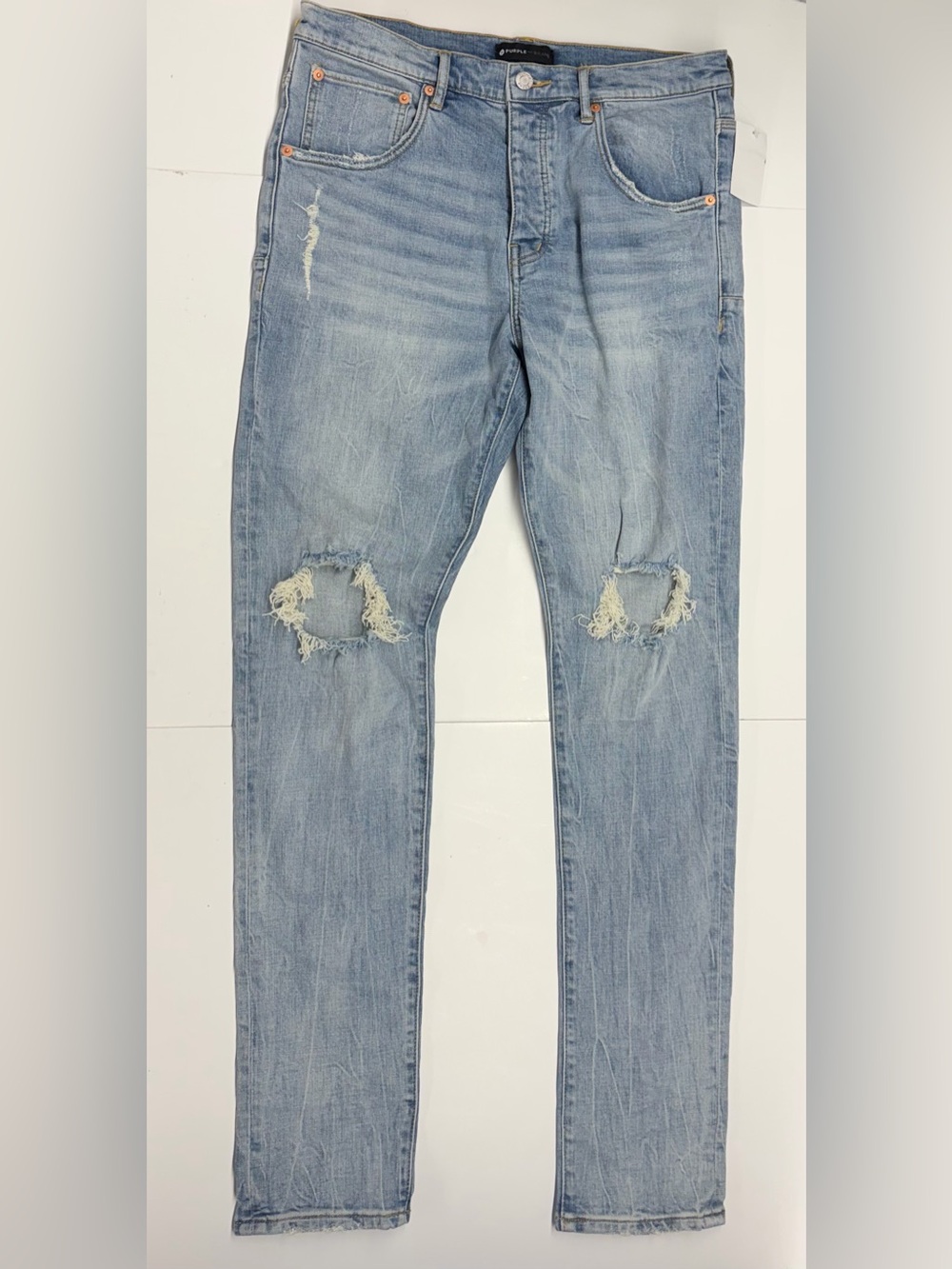 New Purple Dropped Fit Mid Rise Jeans With Slim Leg Size 34